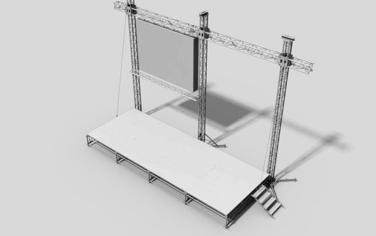 Frame with platform for LED screen and advertising banner