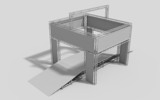 Start – finish arch with a car ramp