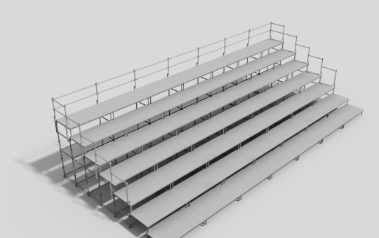 Spectator stands with guardrail