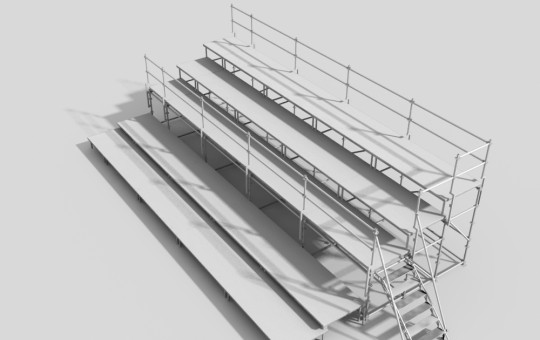 Spectator platform with guardrail and staircase