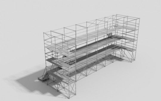 Three-level spectator platform with staircase