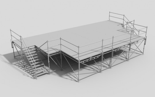 Platform with guardrail